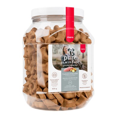 Ласощі для собак Mera good snacks pure sensitive Truthahn & Kartoffel снеки для чутливих собак із індичкою та картоплею, 600 г 59278 