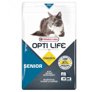 Сухий беззерновий корм для літніх котів Opti Life Senior курка 1кг (413128)