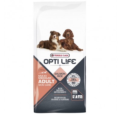 Сухий корм для собак середніх та великих порід Opti Life Skin Care Medium & Maxi лосось, 12.5кг (311479)