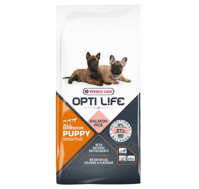 Сухий корм для цуценят всіх порід Opti Life Puppy Sensitive лосось 12.5кг (311639)