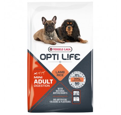 Сухий корм для собак із чутливим травленням Opti Life Adult Digestion Mini ягня, лосось 7.5кг (311356)