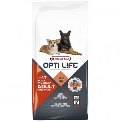 Сухий корм для собак із чутливим травленням Opti Life Adult Digestion Medium & Maxi ягня, лосось 12.5кг (311332)