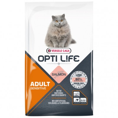 Сухий беззерновий корм для котів із чутливим травленням Opti Life Sensitive лосось 2.5кг (413197)