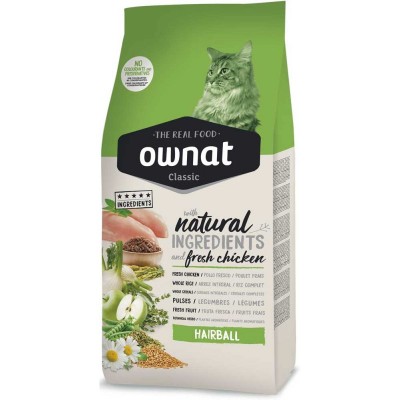 Ownat Classic Hairball - корм Овнат для выведения шерсти у взрослых котов 4 кг