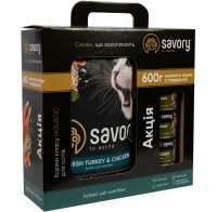 Набір Savory корм сухий для кошенят всіх порід зі свіжою індичкою та куркою 2 кг + консерви 3штх200 г
