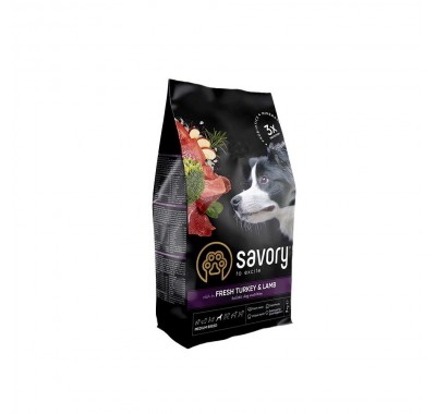 Сухий корм Savory Medium для собак середніх порід, зі свіжим ягнятком та індичкою, 3 кг 30266