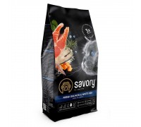 Сухий корм Savory для довгошерстих кішок, зі свіжим лососем та білою рибою, 2 кг 30020