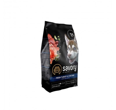 Сухий корм Savory для юніорів великих порід, зі свіжою індичкою та куркою, 3 кг 30204