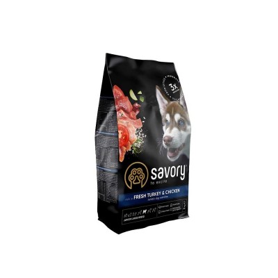 Сухий корм Savory для юніорів великих порід, зі свіжою індичкою та куркою, 3 кг 30204