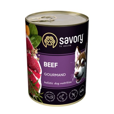 Вологий корм Savory для дорослих собак усіх порід, з яловичиною, 400 г 30433