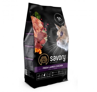 Сухий корм Savory для стерилізованих кішок, зі свіжим ягнятком та куркою, 400 г 30105