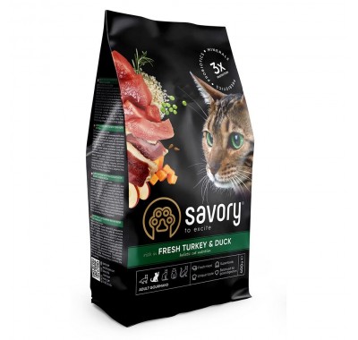 Сухий корм Savory для кішок гурманів, зі свіжою індичкою та качкою, 400 г 30044
