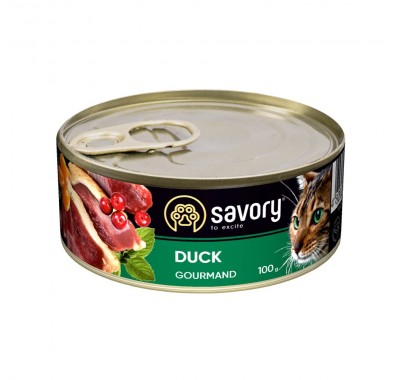 Вологий корм Savory для дорослих вибагливих кішок, з качкою, 100 г 30600