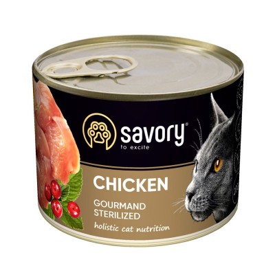 Вологий корм Savory для стерилізованих кішок, з куркою, 200 г 30754