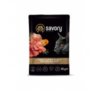 Вологий корм Savory для стерилізованих кішок, індичка з морквою в желе, пауч, 85 г 20109