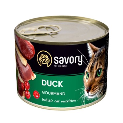 Вологий корм Savory для дорослих вибагливих кішок, з качкою, 200 г 30617