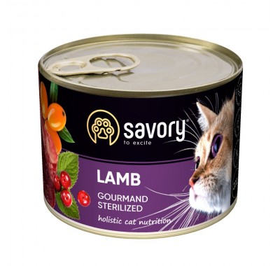 Вологий корм Savory для стерилізованих кішок, з ягнятком, 200 г 30723