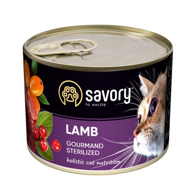 Вологий корм Savory для стерилізованих кішок, з ягнятком, 200 г 30723