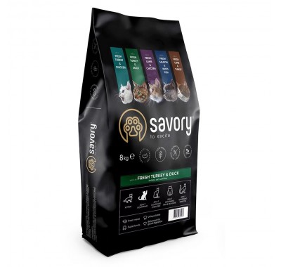 Сухий корм Savory для кішок гурманів, зі свіжою індичкою та качкою, 8 кг 30068