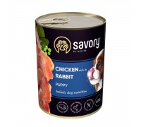 Вологий корм Savory для цуценят всіх порід, з кроликом та куркою, 400 г 30587