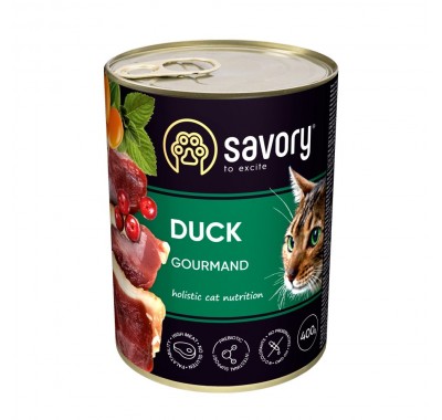 Вологий корм Savory для дорослих вибагливих кішок, з качкою, 400 г 30624