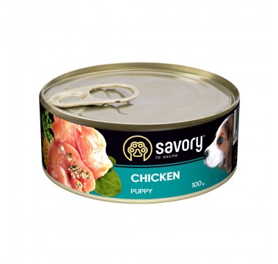Вологий корм Savory для цуценят всіх порід, з куркою, 100 г 30532