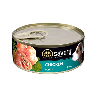 Вологий корм Savory для цуценят всіх порід, з куркою, 100 г 30532