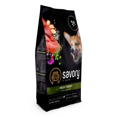 Сухий корм Savory All Breed для стерилізованих собак усіх порід, зі свіжою індичкою, 3 кг 31508