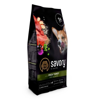 Сухий корм Savory All Breed для стерилізованих собак усіх порід, зі свіжою індичкою, 3 кг 31508
