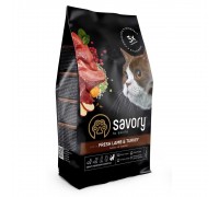 Сухий корм Savory для кішок з чутливим травленням, зі свіжим ягнятком та індичкою, 400 г 30075