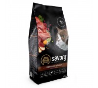 Сухий корм Savory для кішок з чутливим травленням, зі свіжим ягнятком та індичкою, 2 кг 30082