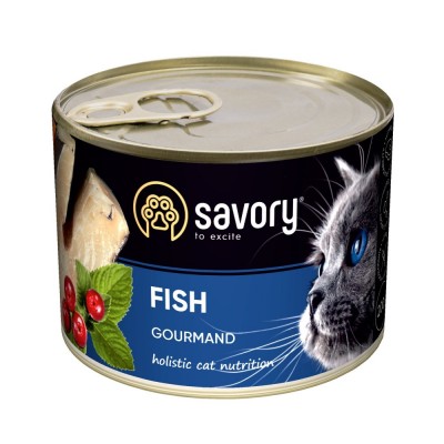 Вологий корм Savory для дорослих вимогливих кішок, з рибою, 200 г 30648