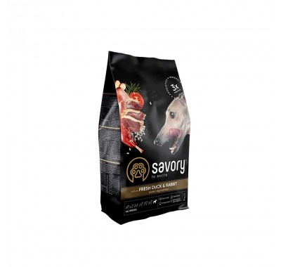 Сухий корм Savory для собак усіх порід, зі свіжою качкою та кроликом, 3 кг 30174