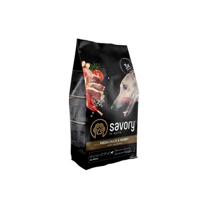Сухий корм Savory для собак усіх порід, зі свіжою качкою та кроликом, 3 кг 30174