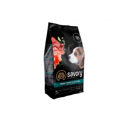 Сухий корм Savory Puppy для цуценят всіх порід, зі свіжою індичкою та куркою, 1 кг 30280