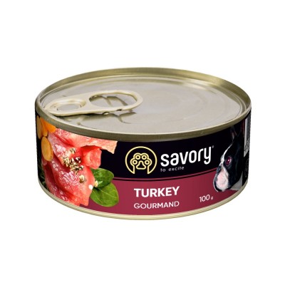 Вологий корм Savory для дорослих собак усіх порід, з індичкою, 100 г 30495