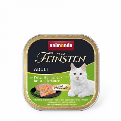 Вологий корм Animonda Vom Feinsten для дорослих котів, з індичкою, курячою грудкою і травами, 100 г 83265