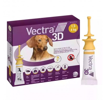 Краплі від бліх і кліщів Vectra 3D для собак вагою 1,5 до 4 кг 1 піпетка