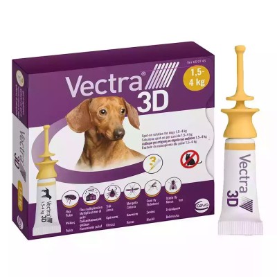 Краплі від бліх і кліщів Vectra 3D для собак вагою 1,5 до 4 кг 1 піпетка