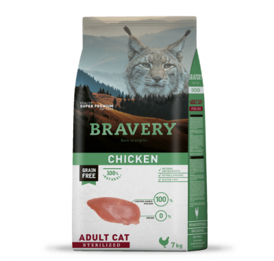 Сухий корм для стерилізованих котів BRAVERY Chicken Adult Cat Sterilized з куркою 7 кг