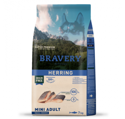 Сухой корм для собак мелких пород BRAVERY Herring Mini Adult с селедкой 7 кг