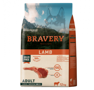 Сухой корм для собак средних и крупных пород BRAVERY Lamb Large/Medium Adult с ягненком 12 кг