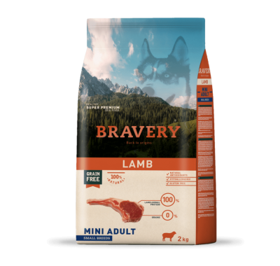 Сухий корм для собак дрібних порід BRAVERY Lamb Mini Adult з ягнятком 2 кг