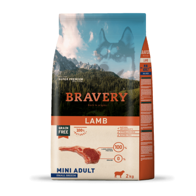 Сухий корм для собак дрібних порід BRAVERY Lamb Mini Adult з ягнятком 2 кг