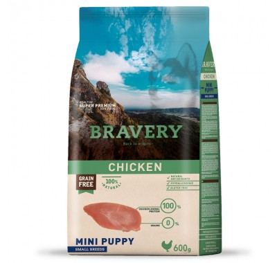 Сухий корм для цуценят дрібних порід BRAVERY Chicken Mini Puppy з куркою 600 г