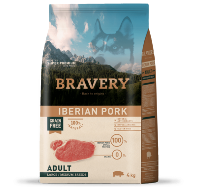 Сухой корм для собак средней и крупной породы BRAVERY Iberian Pork Large/Medium Adult с иберийской свининой 4 кг