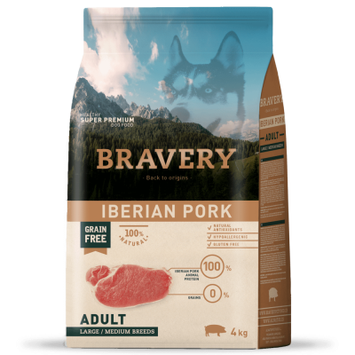 Сухий корм для собак cередніх та великих порід BRAVERY Iberian Pork Large/Medium Adult з іберійською свининою 4 кг