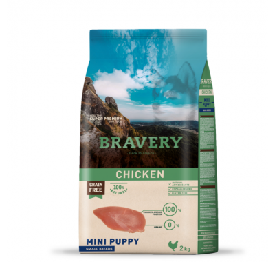 Сухий корм для цуценят дрібних порід BRAVERY Chicken Mini Puppy з куркою 2 кг
