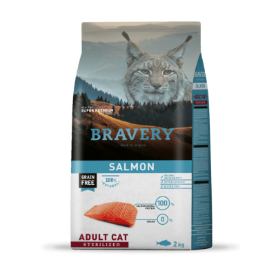 Сухий корм для стерилізованих котів BRAVERY Salmon Adult Cat Sterilized з лососем 2 кг