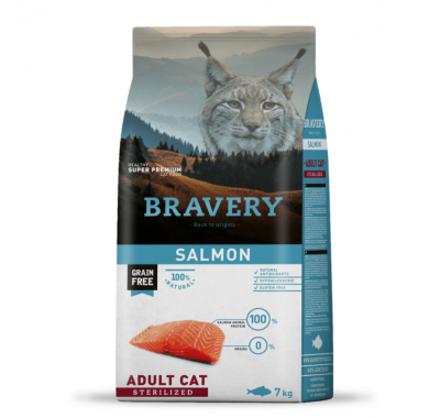 Сухий корм для стерилізованих котів BRAVERY Salmon Adult Cat Sterilized з лососем 7 кг